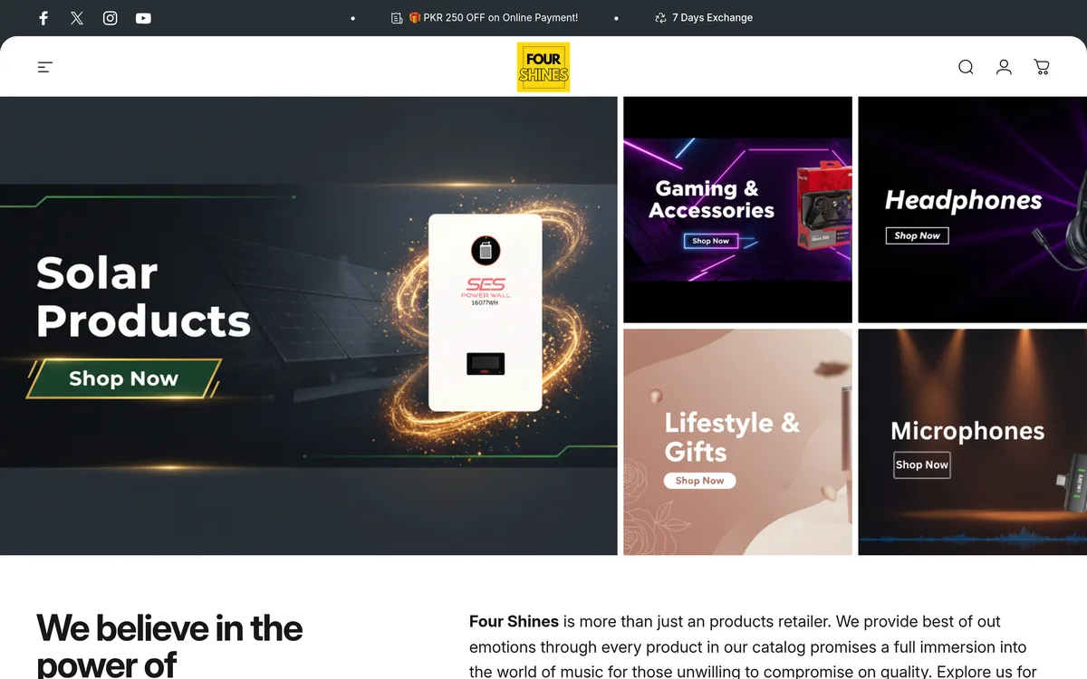 Four Shines website screenshot