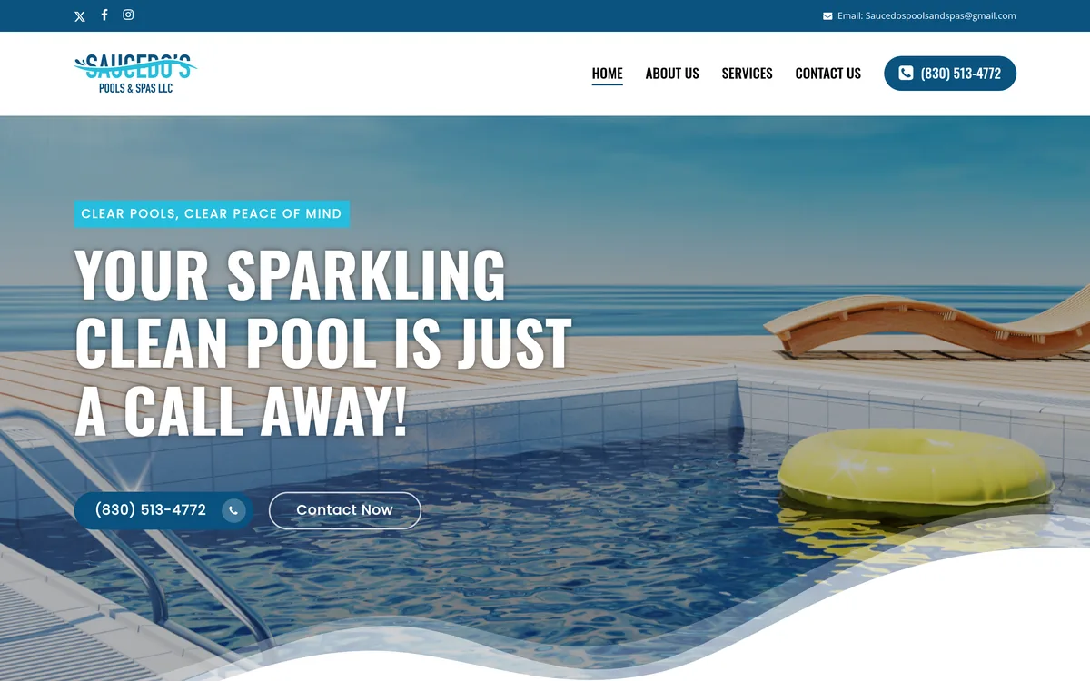 Saucedos Pools & Spas website screenshot