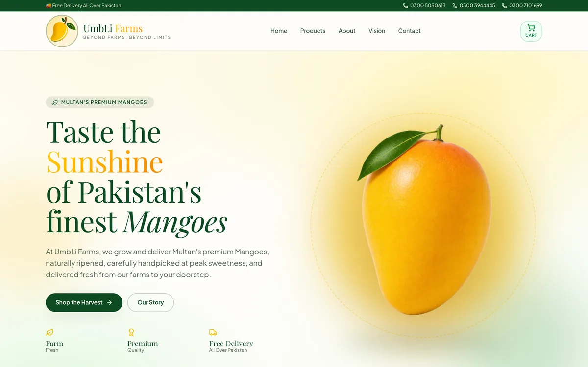 Umbli Farms website screenshot