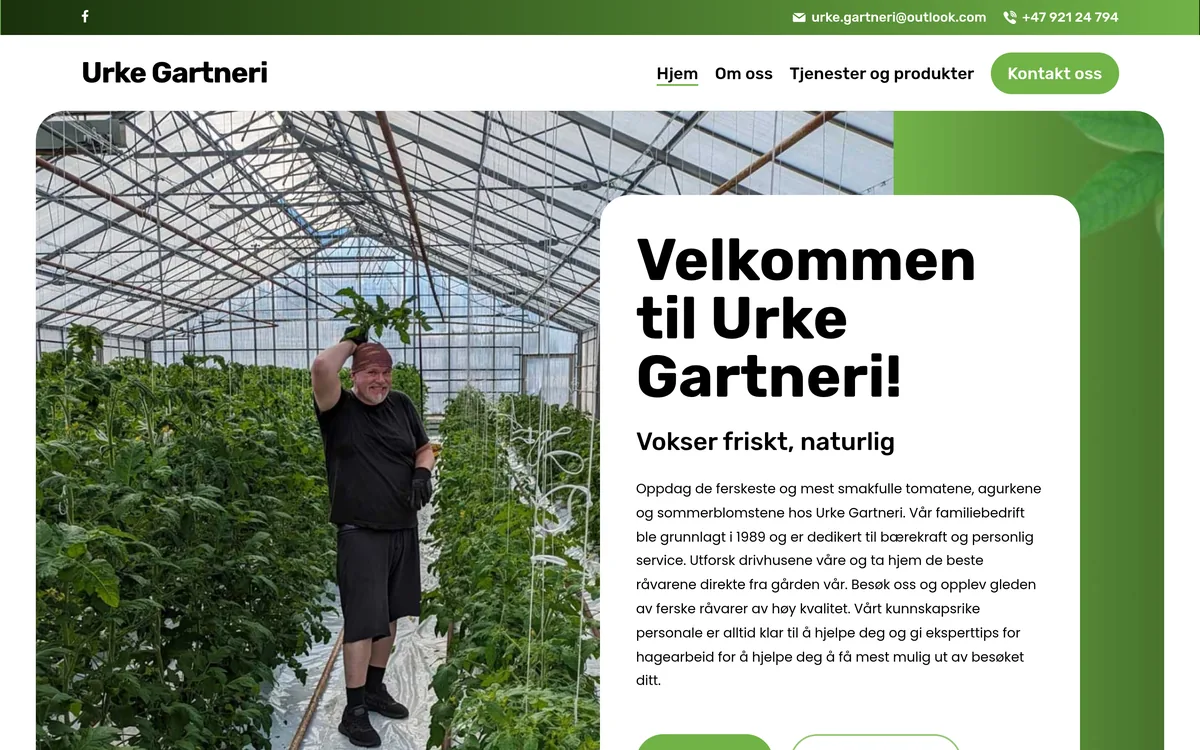 Urke Gartneri website screenshot
