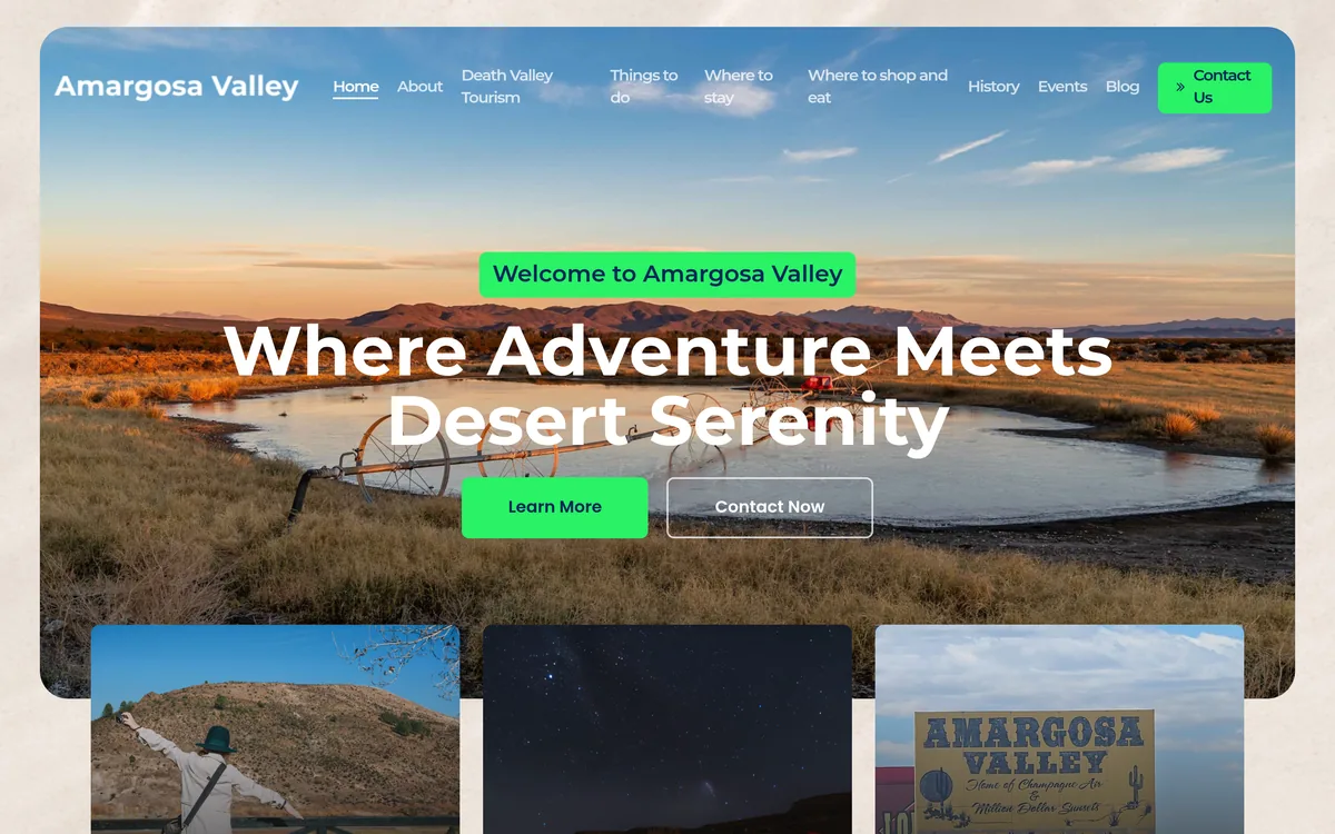 Visit Amargosa website screenshot